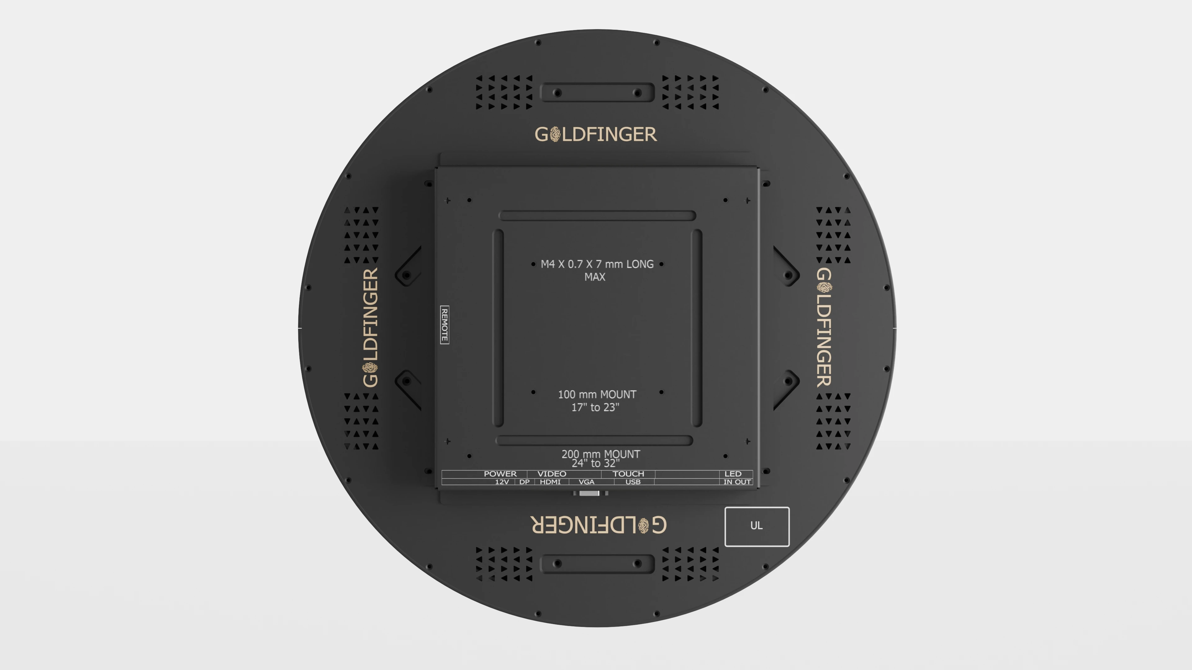 16" Round Display back view